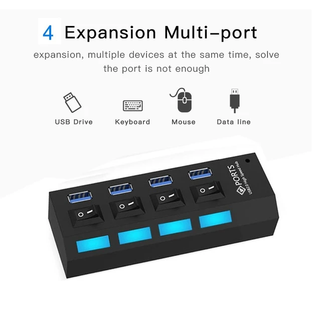 Alt view image 3 of 6 - 4 Ports USB 3.0 HUB, Super Speed 5Gbps, Plug and Play, Support 1TB (White)