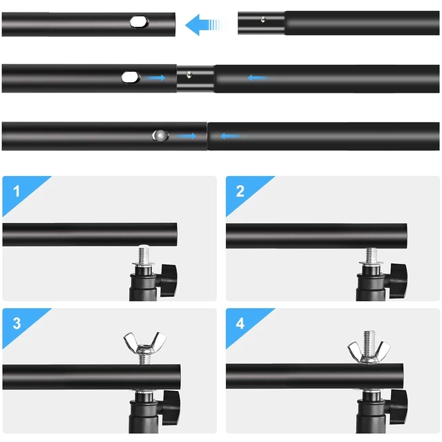 Alt view image 4 of 5 - 2 x 2m Photo Studio Background Support Stand Backdrop Crossbar Bracket(Black) (Black)