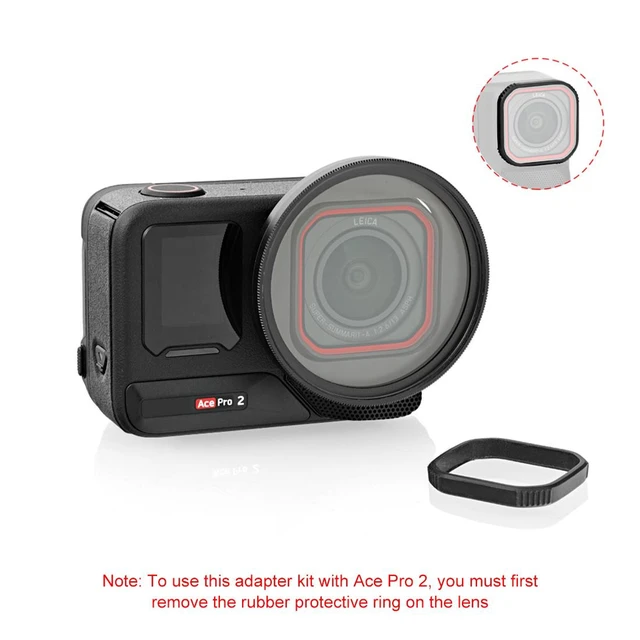 Alt view image 6 of 7 - For Insta360 Ace Pro 2 PULUZ 52mm UV Lens Filter Adapter Ring with Lens Cover (Black) (Black)