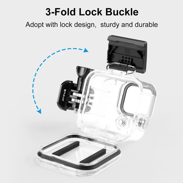 Alt view image 3 of 6 - For GoPro Hero11 Black Mini PULUZ 40m Waterproof Housing Protective Case with Buckle Basic Mount & Screw (Transparent)