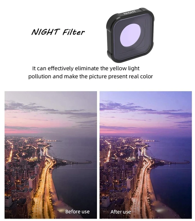 Alt view image 4 of 4 - JSR KB Series NIGHT Light Pollution Reduction Lens Filter for GoPro HERO13 Black /12 Black /11 Black /10 Black /9 Black