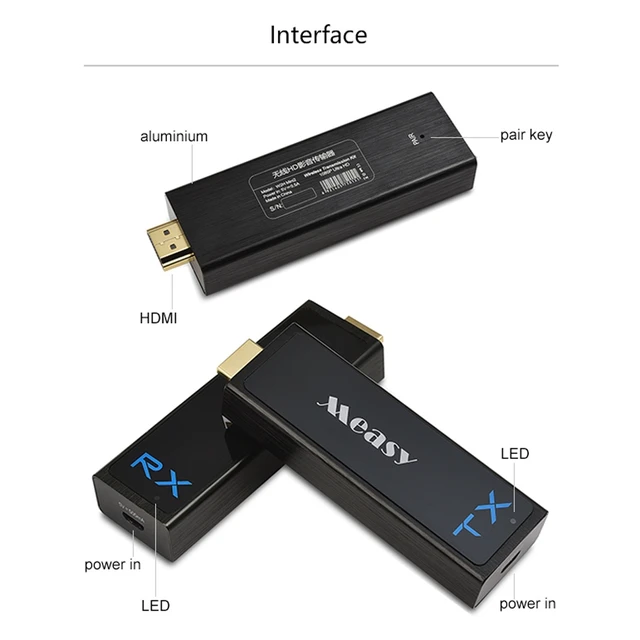 Alt view image 4 of 5 - Measy W2H Nano 1080P HDMI 1.4 3D Wireless HDMI Audio Video Transmitter Receiver Extender, Transmission Distance: 30m, EU Plug