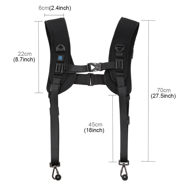 Alt view image 3 of 6 - PULUZ Quick Release Double Shoulder Harness Soft Pad Decompression Foam Strap Belt for DSLR Digital Cameras (Style 2)
