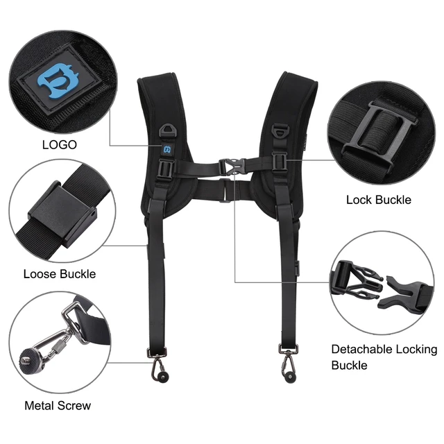 Alt view image 5 of 6 - PULUZ Quick Release Double Shoulder Harness Soft Pad Decompression Foam Strap Belt for DSLR Digital Cameras (Style 2)