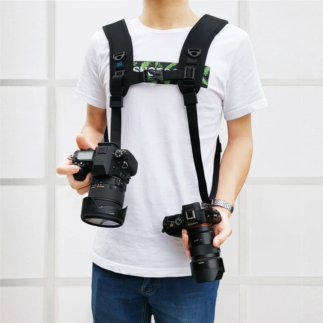 Alt view image 6 of 6 - PULUZ Quick Release Double Shoulder Harness Soft Pad Decompression Foam Strap Belt for DSLR Digital Cameras (Style 2)