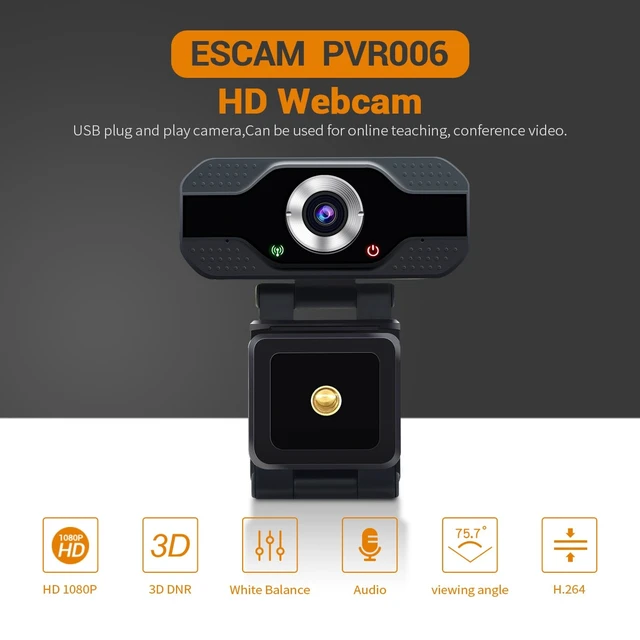 Alt view image 3 of 7 - ESCAM PVR006 HD 1080P USB2.0 HD Webcam with Microphone for PC
