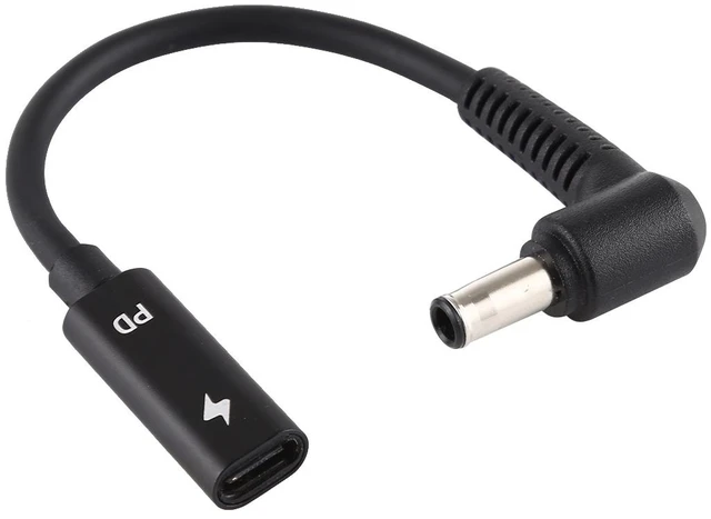 Alt view image 2 of 3 - DP 5.0 x 1.0mm to Type-C Female Power Adapter Charger Cable (Black)