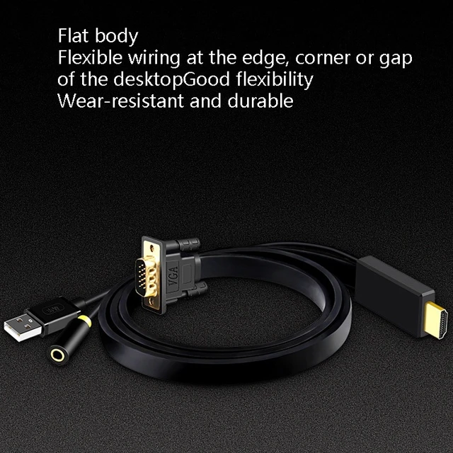Alt view image 7 of 7 - 3m JH HV10 1080P HDMI to VGA Cable Projector TV Box Computer Notebook Industrial Display Adapter Cable 3m