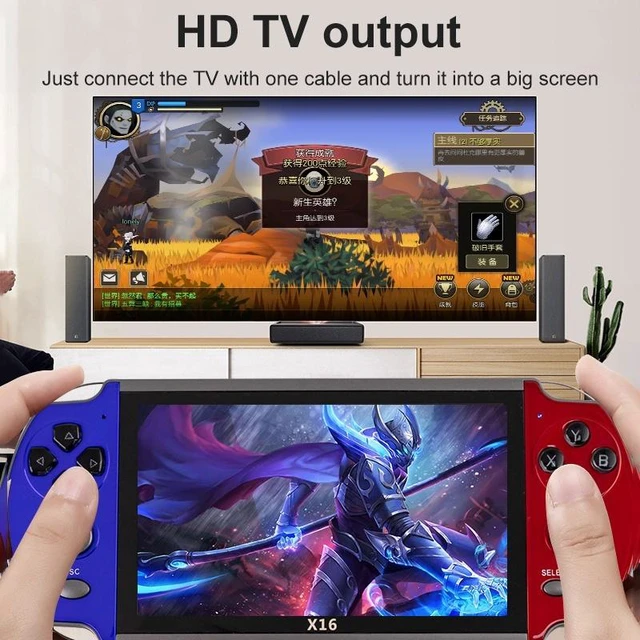 Alt view image 3 of 5 - X16 6.5 inch Screen Classic Handheld Game Console with 8GB Memory X16 8GB 6.5 inch (Blue+Red)