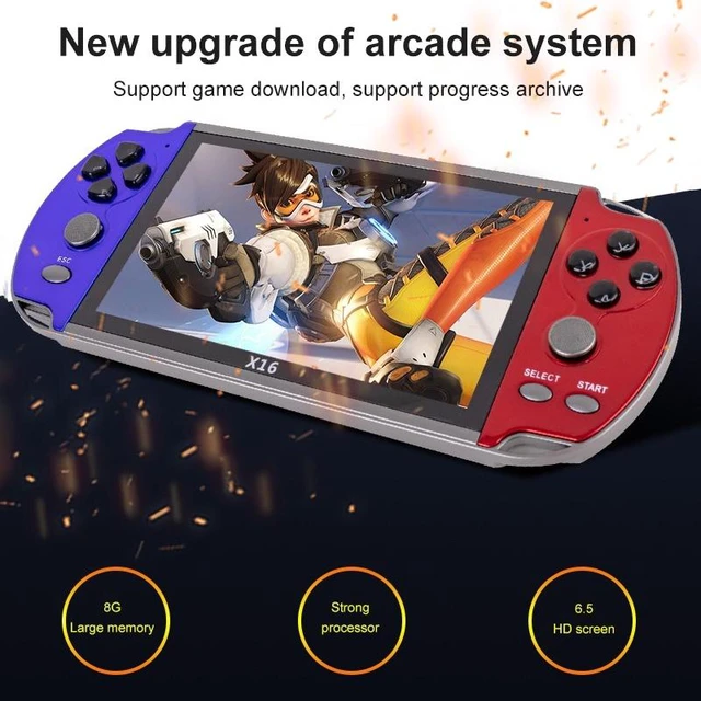 Alt view image 5 of 5 - X16 6.5 inch Screen Classic Handheld Game Console with 8GB Memory X16 8GB 6.5 inch (Blue+Red)