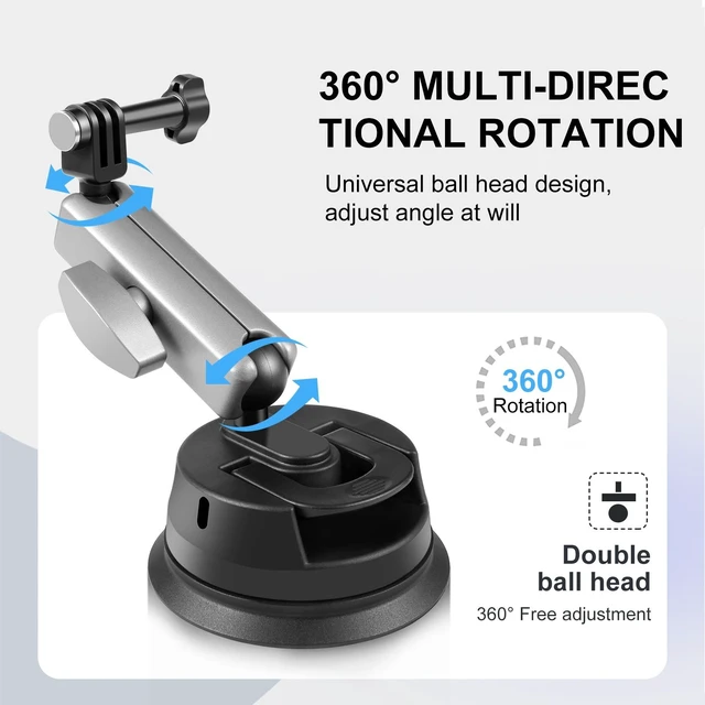 Alt view image 3 of 7 - PULUZ Car Suction Cup Arm Mount with Mount Adapter & Long Screw