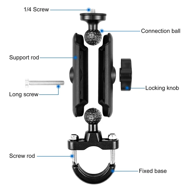 Alt view image 2 of 5 - PULUZ Motorcycle Handlebar Fixed Mount U-Bolt Base Holder for GoPro and Other Action Cameras(Black)