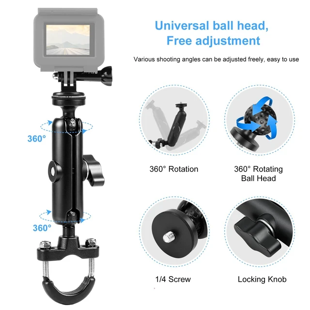 Alt view image 3 of 5 - PULUZ Motorcycle Handlebar Fixed Mount U-Bolt Base Holder for GoPro and Other Action Cameras(Black)
