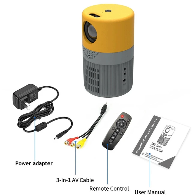 Alt view image 2 of 14 - T400 100 inch Screen 3000 Lumens LED Mini Projector, Plug Type:US Plug Base Edition, US Plug (Black White)