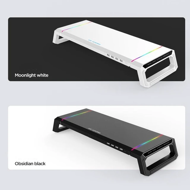 Main image of ICE COOREL T1 Monitor Increased Rack Foldable Laptop Stand With RGB Lighting & 4xUSB Expansion Interface (Moonlight White)