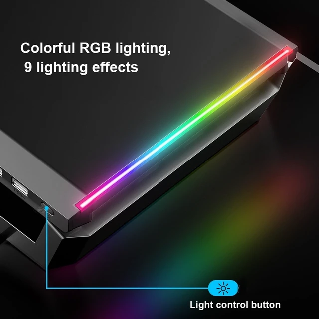 Alt view image 4 of 14 - ICE COOREL T1 Monitor Increased Rack Foldable Laptop Stand With RGB Lighting & 4xUSB Expansion Interface (Moonlight White)