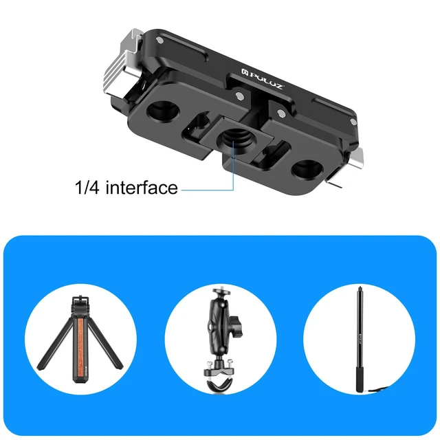Alt view image 5 of 6 - For Insta360 GO Ultra PULUZ Magnetic Aluminum Alloy Quick Release Base Mount (Black) (Black)