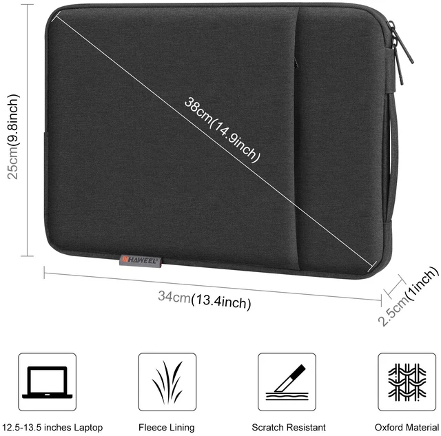 Main image of HAWEEL Laptop Sleeve Case Zipper Briefcase Bag with Handle for 12.5-13.5 inch Laptop (Black)