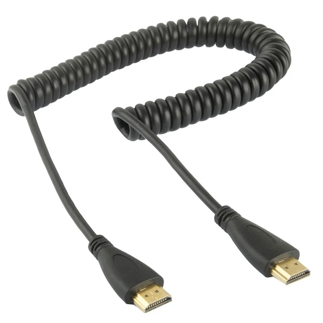 Main image of 1.4 Version, Gold Plated 19 Pin HDMI Male to HDMI Male Coiled Cable, Support 3D / Ethernet, Length: 60cm (can be extended up to 2m)