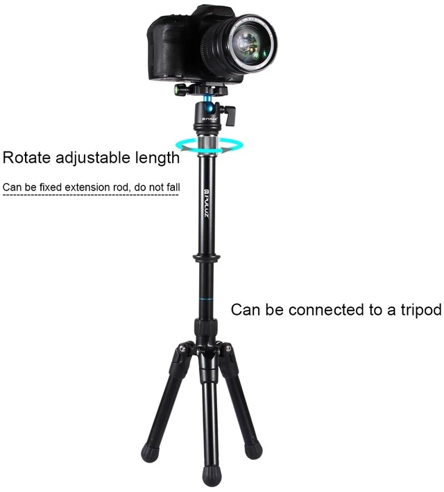 Alt view image 5 of 7 - PULUZ Metal Handheld Adjustable Tripod Mount Monopod Extension Rod for DSLR & SLR Cameras
