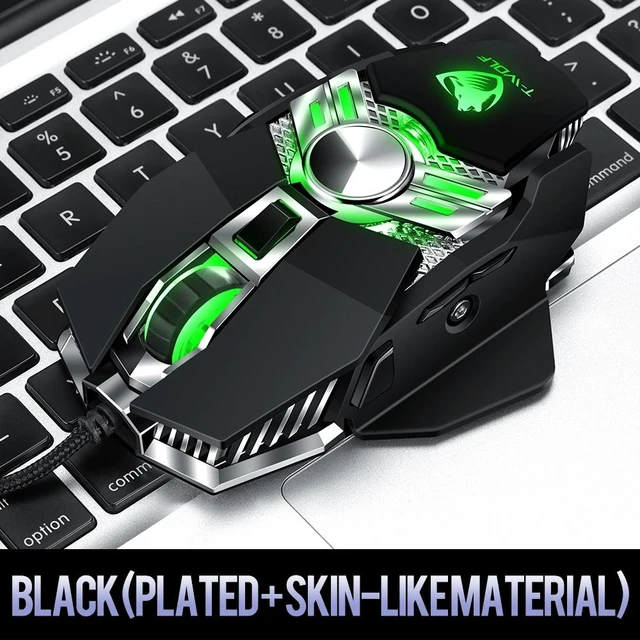 Main image of T-WOLF V10 USB Interface 7 Buttons 6400 DPI Gaming Wired Mouse Custom Macro Programming 4-Color Breathing Light Gaming Mouse, Cable Length: 1.5m(Gun Color)