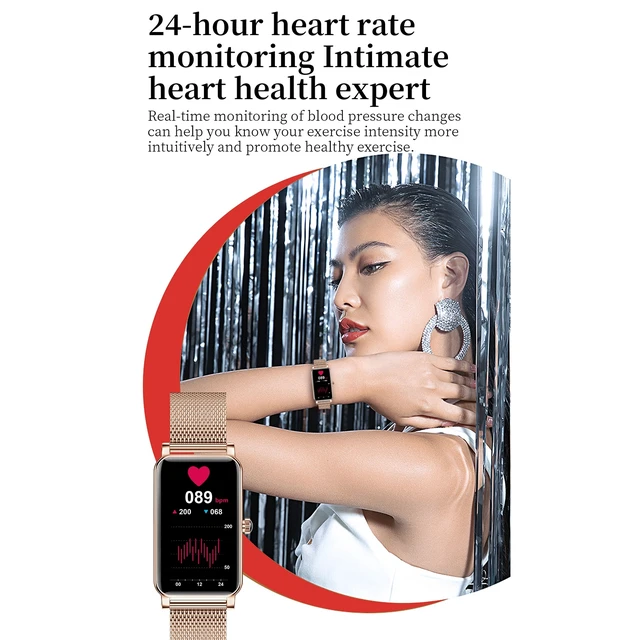 Alt view image 3 of 7 - ZX19 1.45 inch HD Screen Bluetooth 5.0 IP68 Waterproof Women Smart Watch, Support Sleep Monitor / Menstrual Cycle Reminder / Heart Rate Monitor / Blood Oxygen Monitoring, Style: Milanese Str