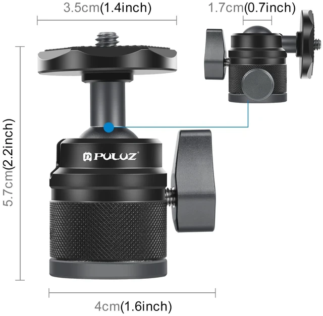 Main image of PULUZ 360 Panorama Aluminum Alloy Tripod Ball Head Adapter with Knob Lock(Black) (Black)