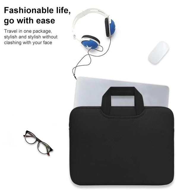 Alt view image 6 of 6 - 15.4 inch Portable Air Permeable Handheld Sleeve Bag for MacBook Air / Pro, and other Laptops, Size: 38x27.5x3.5cm (Black)