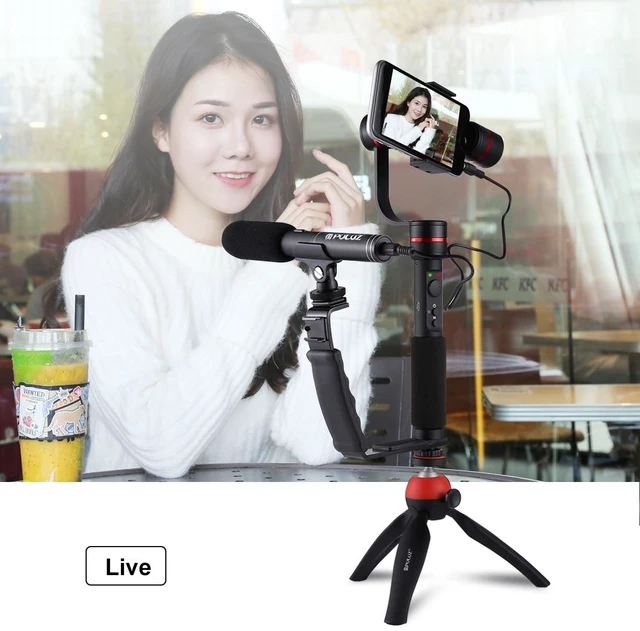 Alt view image 6 of 7 - PULUZ L-Shape Bracket Handheld Grip Holder with Dual Side Cold Shoe Mounts for Video Light Flash, DSLR Camera