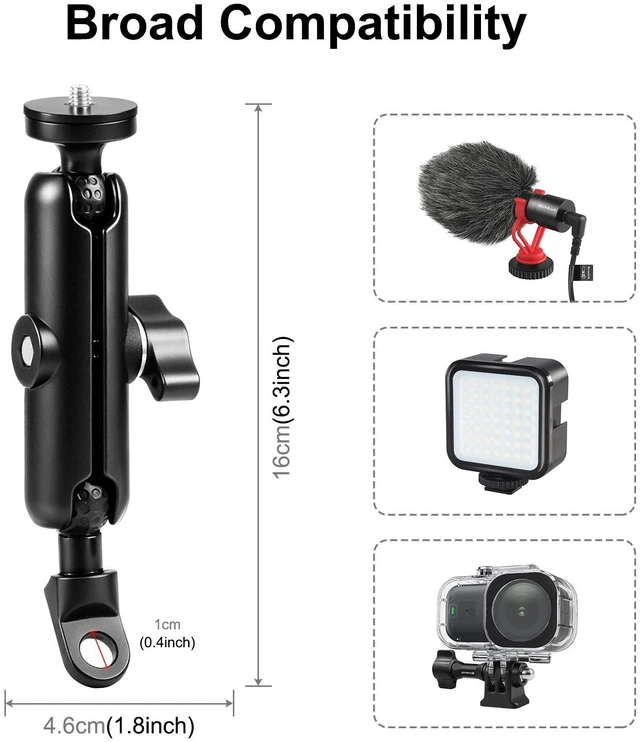 Main image of PULUZ Motorcycle Holder Mirror Base Hole Fixed Mount for GoPro and Other Action Cameras(Black)