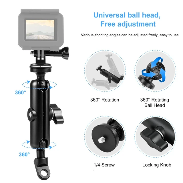 Alt view image 3 of 4 - PULUZ Motorcycle Holder Mirror Base Hole Fixed Mount for GoPro and Other Action Cameras(Black)