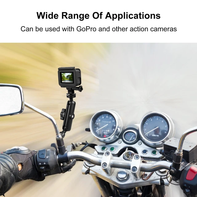 Alt view image 4 of 4 - PULUZ Motorcycle Holder Mirror Base Hole Fixed Mount for GoPro and Other Action Cameras(Black)