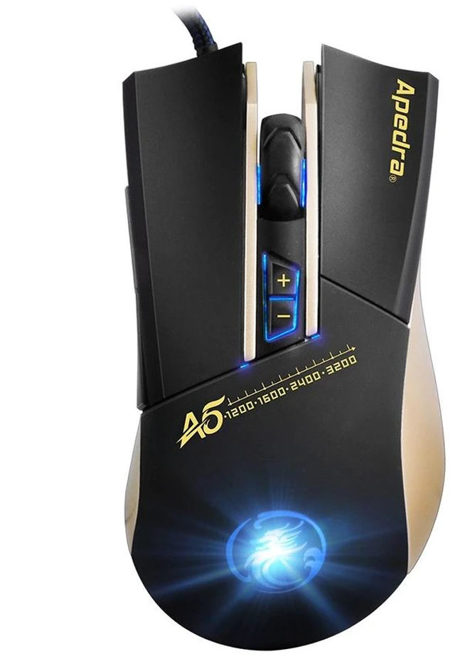 Alt view image 2 of 7 - Apedra iMICE A5 High Precision Gaming Mouse LED four color controlled breathing light USB 7 Buttons 3200 DPI Wired Optical Gaming Mouse for Computer PC Laptop(Black)