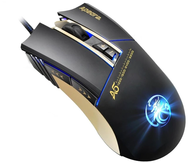 Alt view image 5 of 7 - Apedra iMICE A5 High Precision Gaming Mouse LED four color controlled breathing light USB 7 Buttons 3200 DPI Wired Optical Gaming Mouse for Computer PC Laptop(Black)