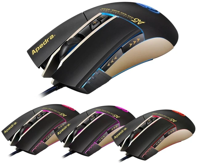 Alt view image 6 of 7 - Apedra iMICE A5 High Precision Gaming Mouse LED four color controlled breathing light USB 7 Buttons 3200 DPI Wired Optical Gaming Mouse for Computer PC Laptop(Black)