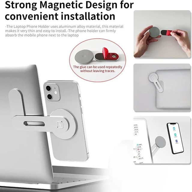 Alt view image 2 of 3 - Laptop Phone Expansion Bracket Aluminum Magnetic Phone Stand(Black)