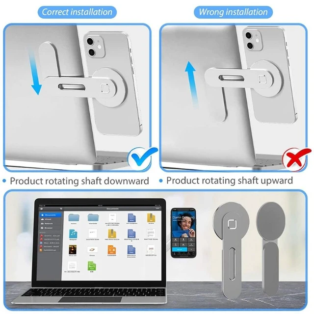 Alt view image 3 of 3 - Laptop Phone Expansion Bracket Aluminum Magnetic Phone Stand(Black)