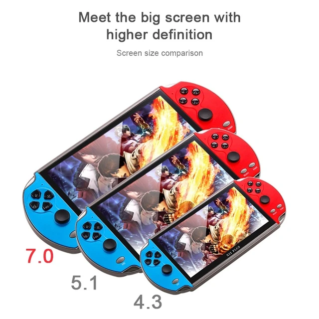 Alt view image 3 of 7 - Powkiddy X12 Plus Retro Classic Games Handheld Game Console with 7 inch HD Screen & 16GB Memory, Support MP4 / E-book (Red + Blue)