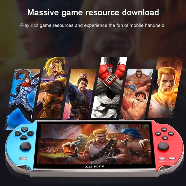 Alt view image 6 of 7 - Powkiddy X12 Plus Retro Classic Games Handheld Game Console with 7 inch HD Screen & 16GB Memory, Support MP4 / E-book (Red + Blue)