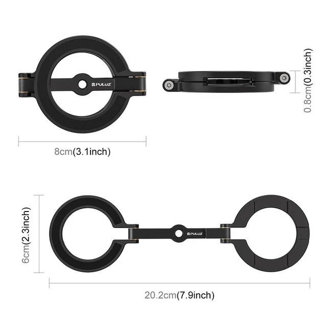Alt view image 2 of 14 - PULUZ MagSafe Dual-Head Magnetic Folding Phone Holder Bracket (Black) (Black)