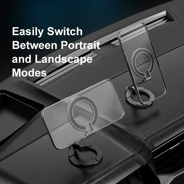 Alt view image 6 of 14 - PULUZ MagSafe Dual-Head Magnetic Folding Phone Holder Bracket (Black) (Black)
