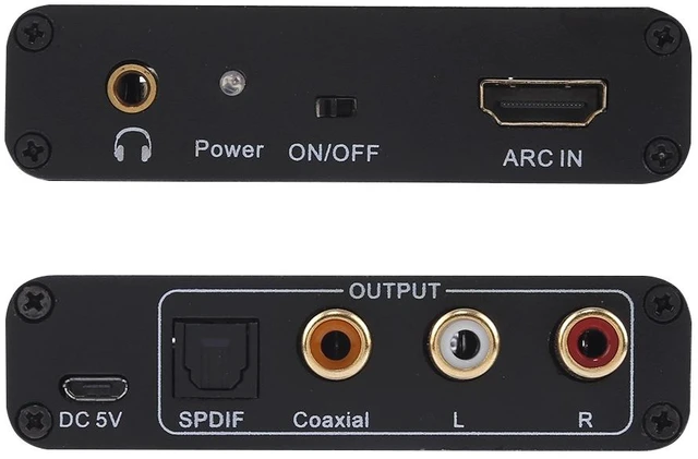 Alt view image 3 of 7 - 192KHz ARC Audio Extractor HDMI ARC to SPDIF + Coaxial + L/R Converter Audio Return Channel Adapter