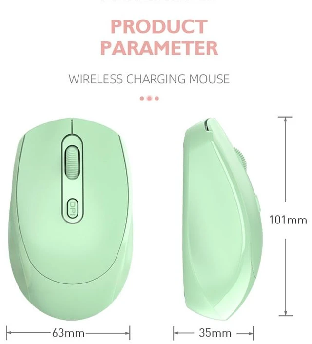 Alt view image 2 of 7 - M107 4-buttons 1600 DPI 2.4GHz Wireless Rechargeable Mouse (Green)