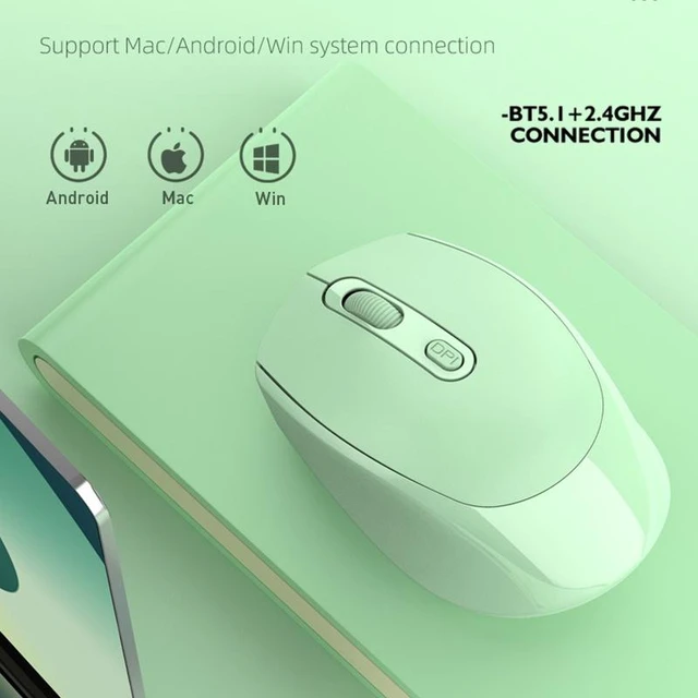 Alt view image 4 of 7 - M107 4-buttons 1600 DPI 2.4GHz Wireless Rechargeable Mouse (Green)