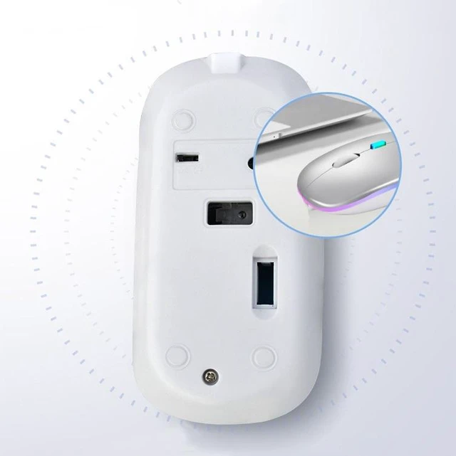 Alt view image 4 of 5 - Y20 4 Keys Colorful Glow Charging Mute Mouse Notebook Game Wireless Mouse, Colour: 2.4G + Bluetooth (Silver) 2.4G + Bluetooth (Silver)