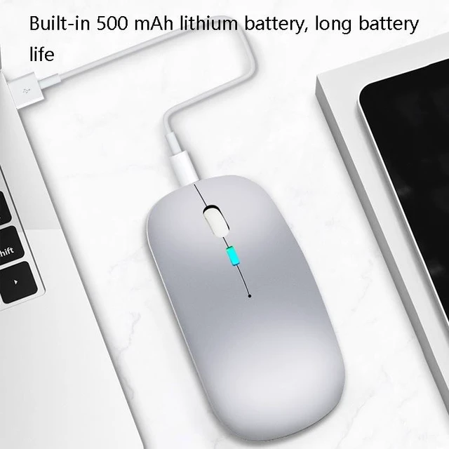 Alt view image 5 of 5 - Y20 4 Keys Colorful Glow Charging Mute Mouse Notebook Game Wireless Mouse, Colour: 2.4G + Bluetooth (Silver) 2.4G + Bluetooth (Silver)