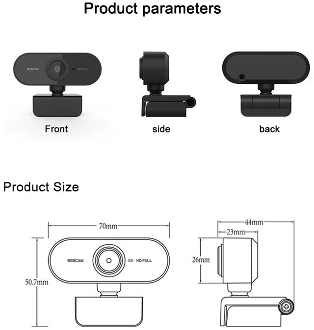 Alt view image 6 of 6 - HD-U01 1080P USB Camera WebCam with Microphone
