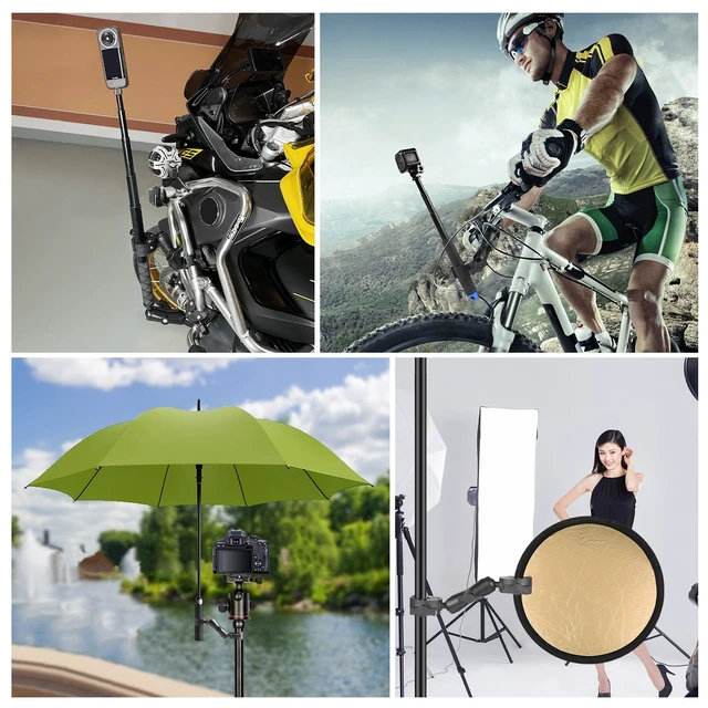 Alt view image 6 of 13 - PULUZ Motorcycle Dualheads Crab Clamp Action Camera Handlebar Fixed Mount(Black)