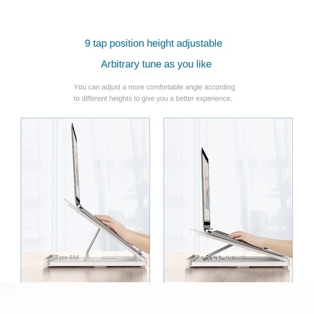 Alt view image 4 of 13 - Multifunctional Folding Notebook Stand Monitor Increase Rack, Colour: Tripod (White) Tripod (White)