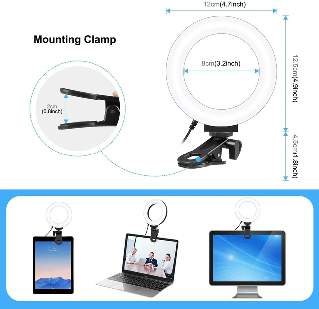 Main image of PULUZ 4.7 inch 12cm Ring Selfie Light 3 Modes USB Dimmable Dual Color Temperature LED Curved Vlogging Photography Video Lights with Monitor Clip Holder (Black) (Black)